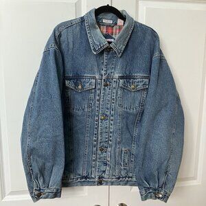 Vintage 90s California Group Jean Trucker Jacket Mens XL Flannel Lined Denim